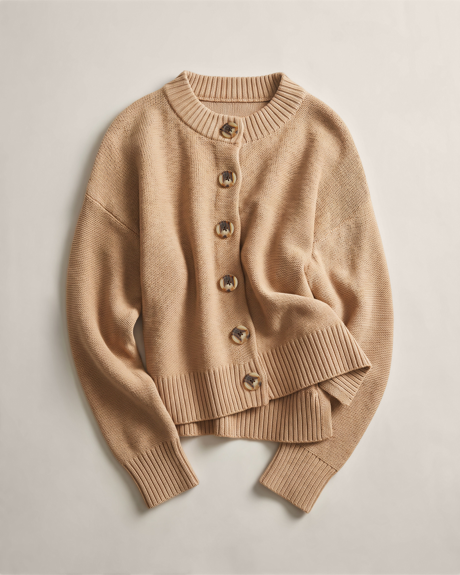 Quince | Women's Cropped Cardigan Sweater in Camel, Size Large, Organic Cotton | Quince