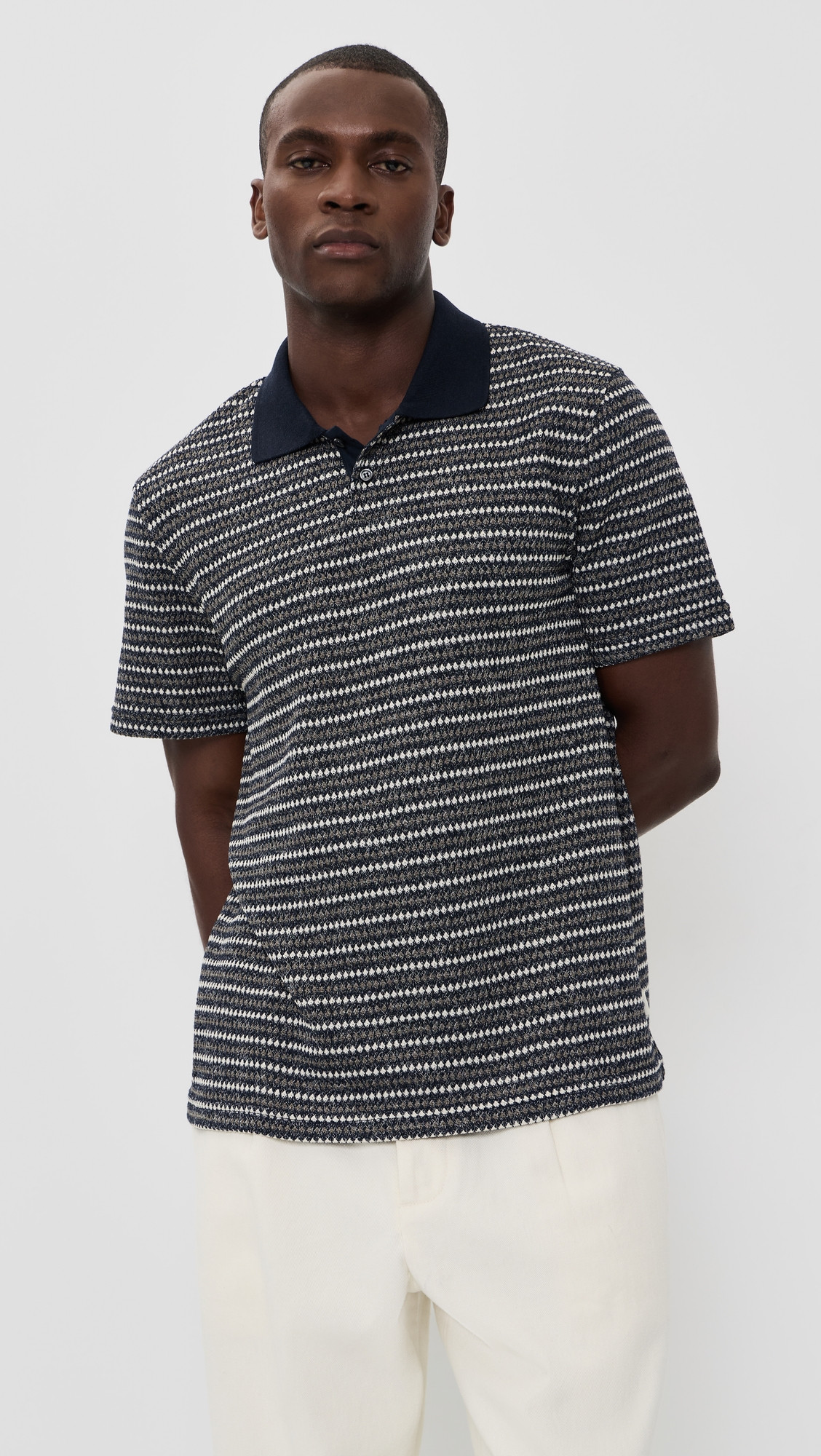 Les Deux Knitted Stripe Polo Dark Blue Night S | Shopbop
