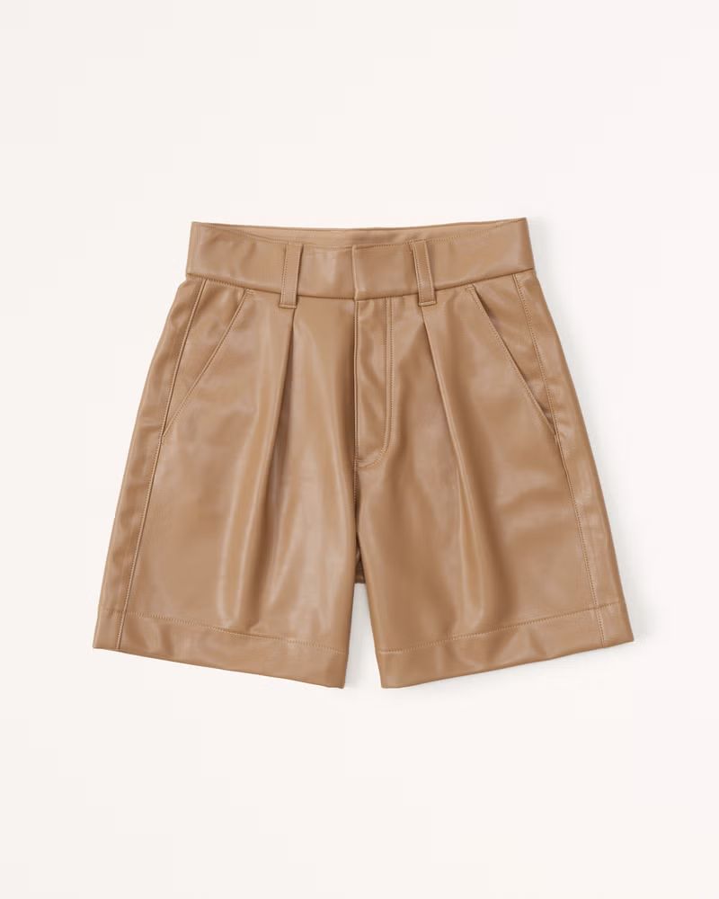 Women's 6 Inch Vegan Leather Tailored Shorts | Women's Bottoms | Abercrombie.com | Abercrombie & Fitch (US)