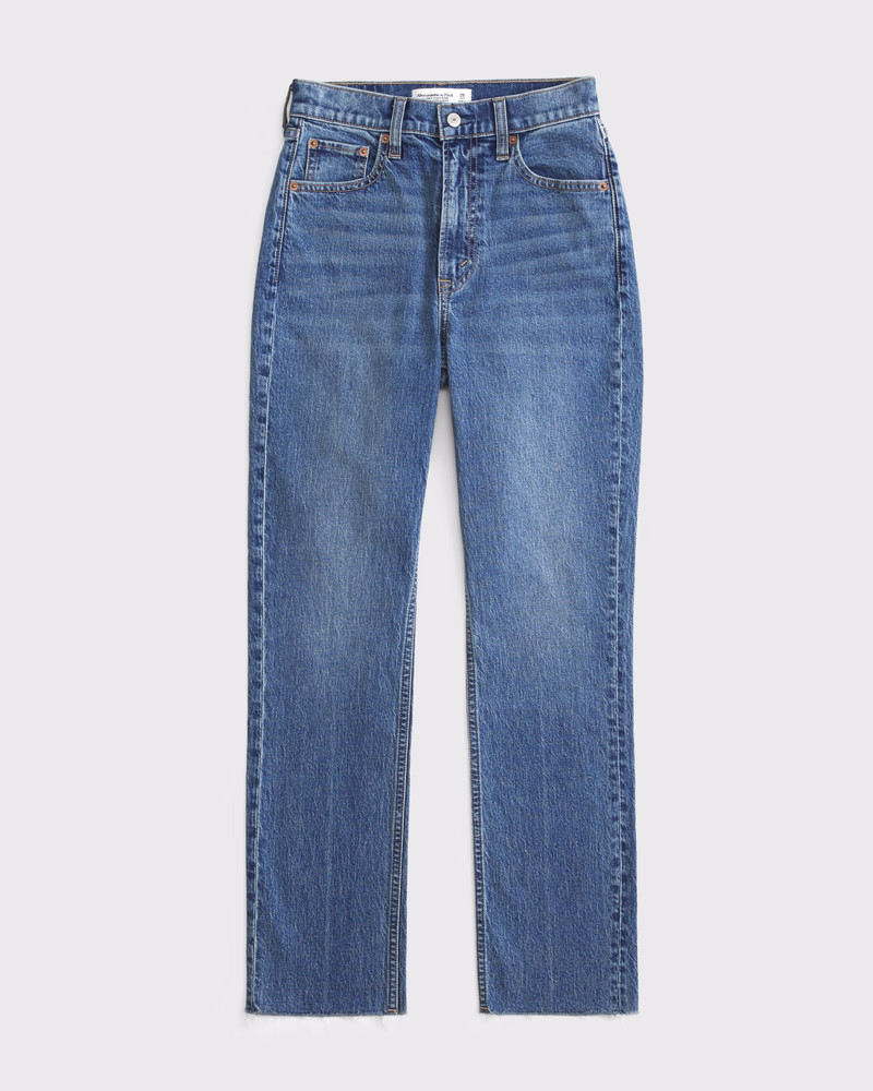 Women's Curve Love Ultra High Rise Ankle Straight Jean | Women's Bottoms | Abercrombie.com | Abercrombie & Fitch (US)