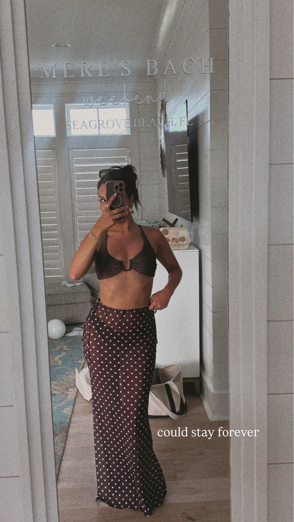 bachelorette trip to 30A 🤎 the cutest brown swimmie (also has good coverage!) and the cutest mesh skirt!