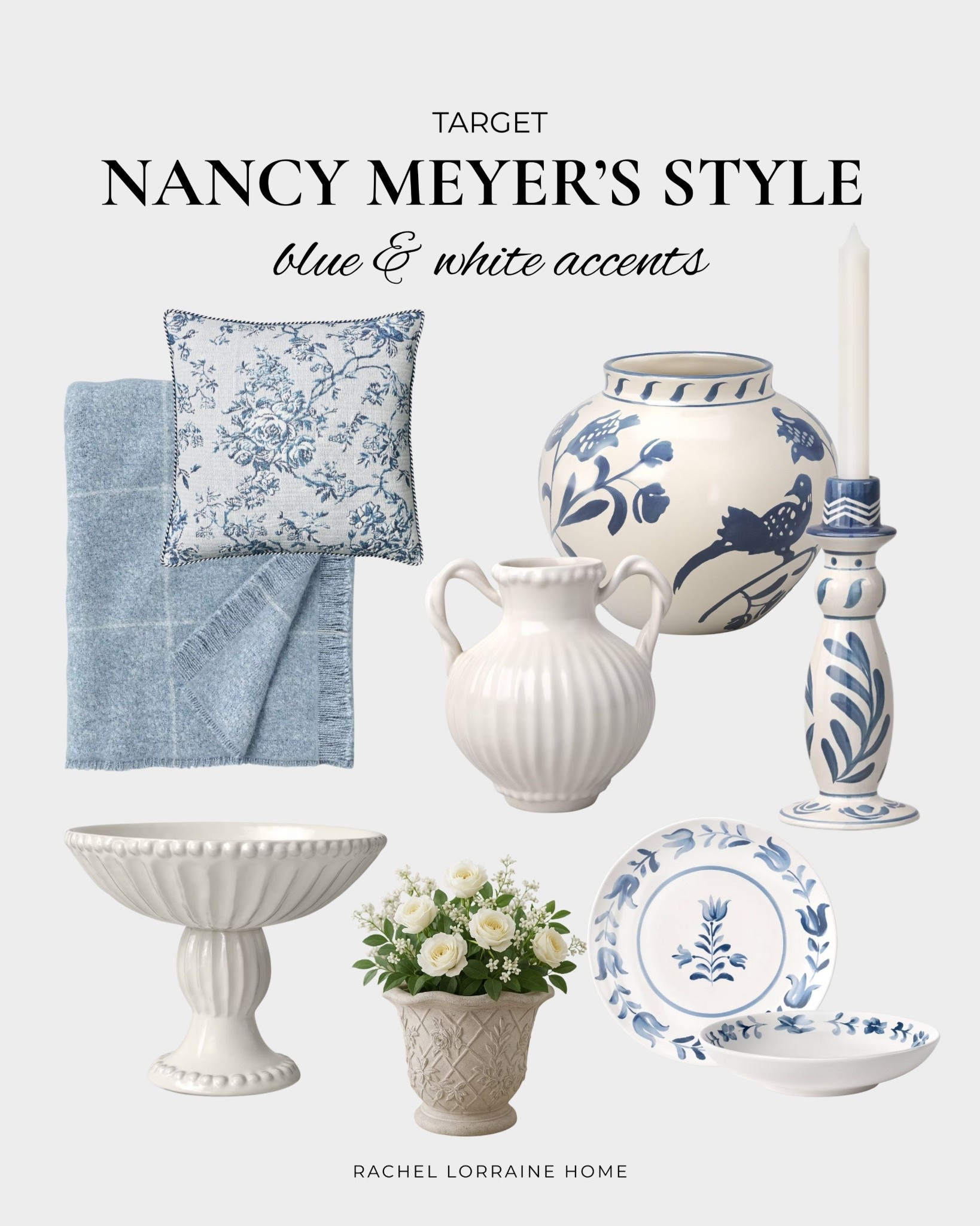 Blue and white accents from Target’s spring collection that capture that classic, elevated coastal feel I love—the kind that instantly reminds me of Nancy Meyers’ movie interiors. From soft chinoiserie details to timeless white silhouettes, these pieces bring in that light, airy, layered look that feels both polished and welcoming. Perfect for adding a little “quiet charm” to everyday spaces. 🤍

#LTKHome
