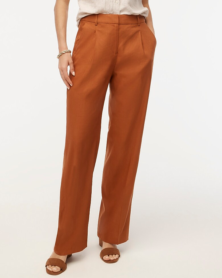 Linen-blend wide-leg pleated trouser pant | J.Crew Factory