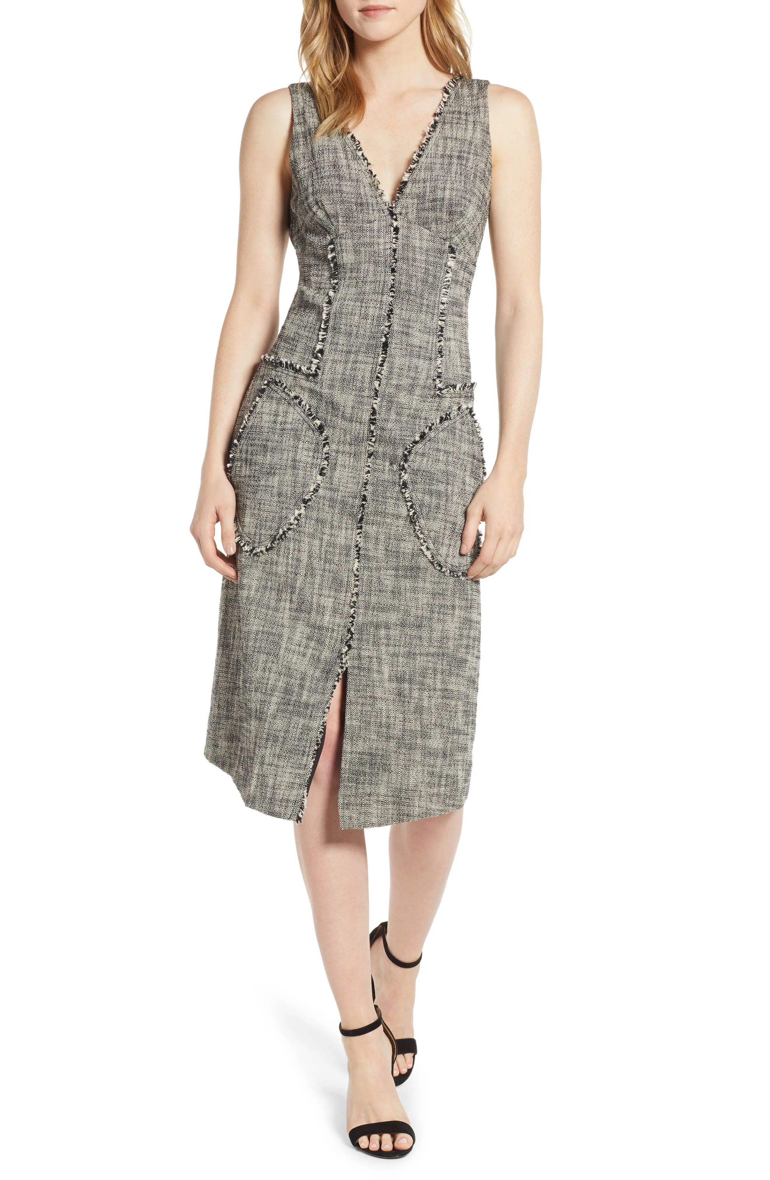 Women's Rachel Roy Collection Raw Edge Tweed Dress, Size 0 - Black | Nordstrom
