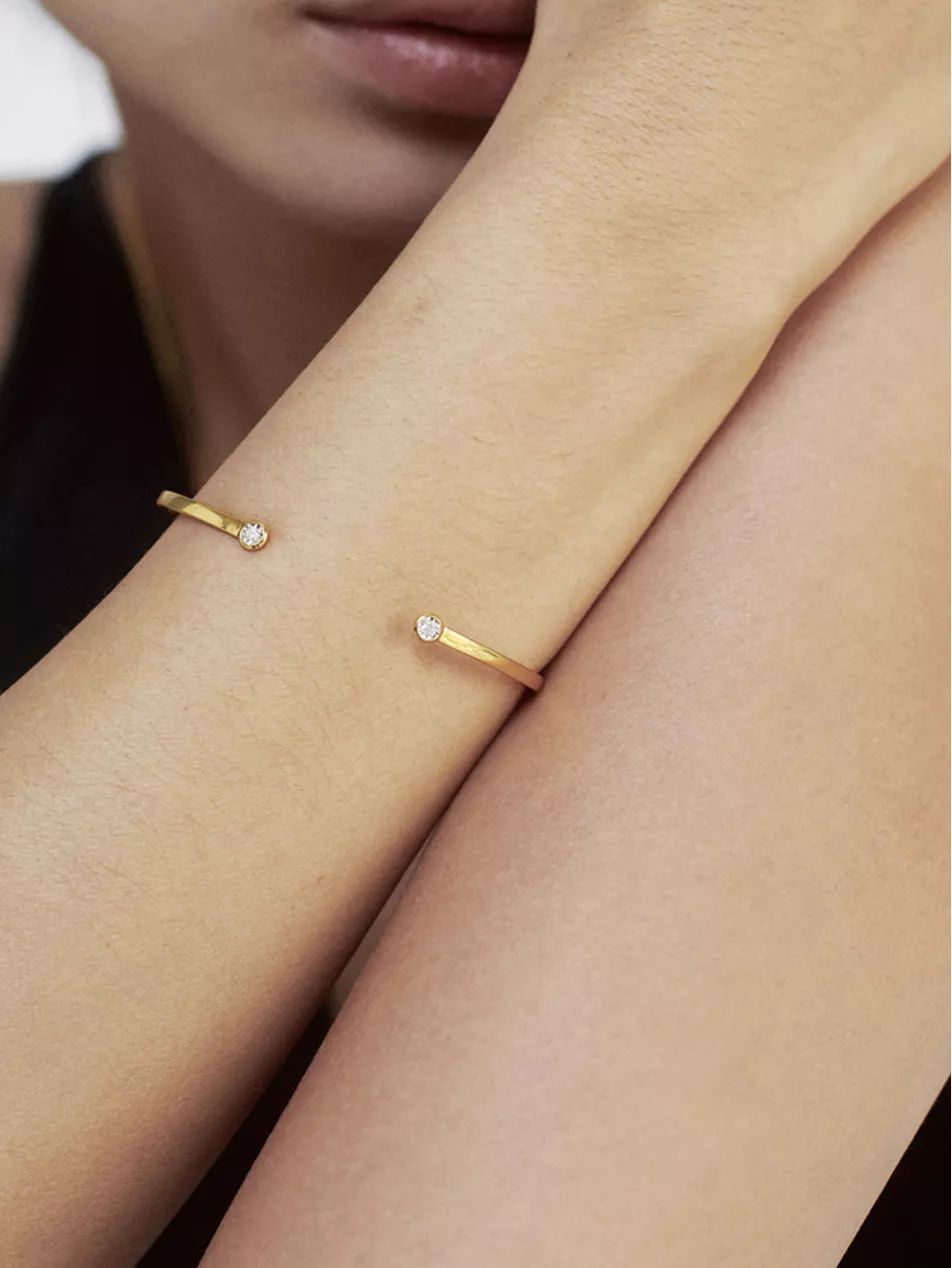 Essential 18ct yellow gold-plated vermeil recycled sterling-silver and 0.5ct round-brilliant diam... | Selfridges