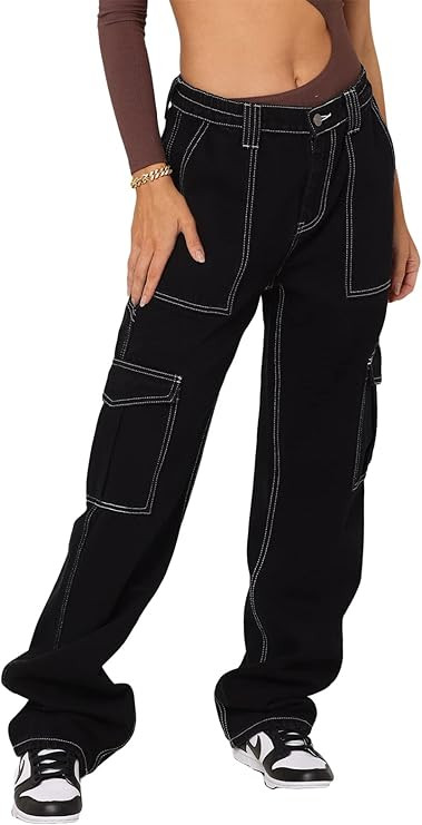 Womens High Waist Fashion Stylish Bodycon Straight Leg Pockets Boyfriend Casual Denim Jeans Pants | Amazon (US)