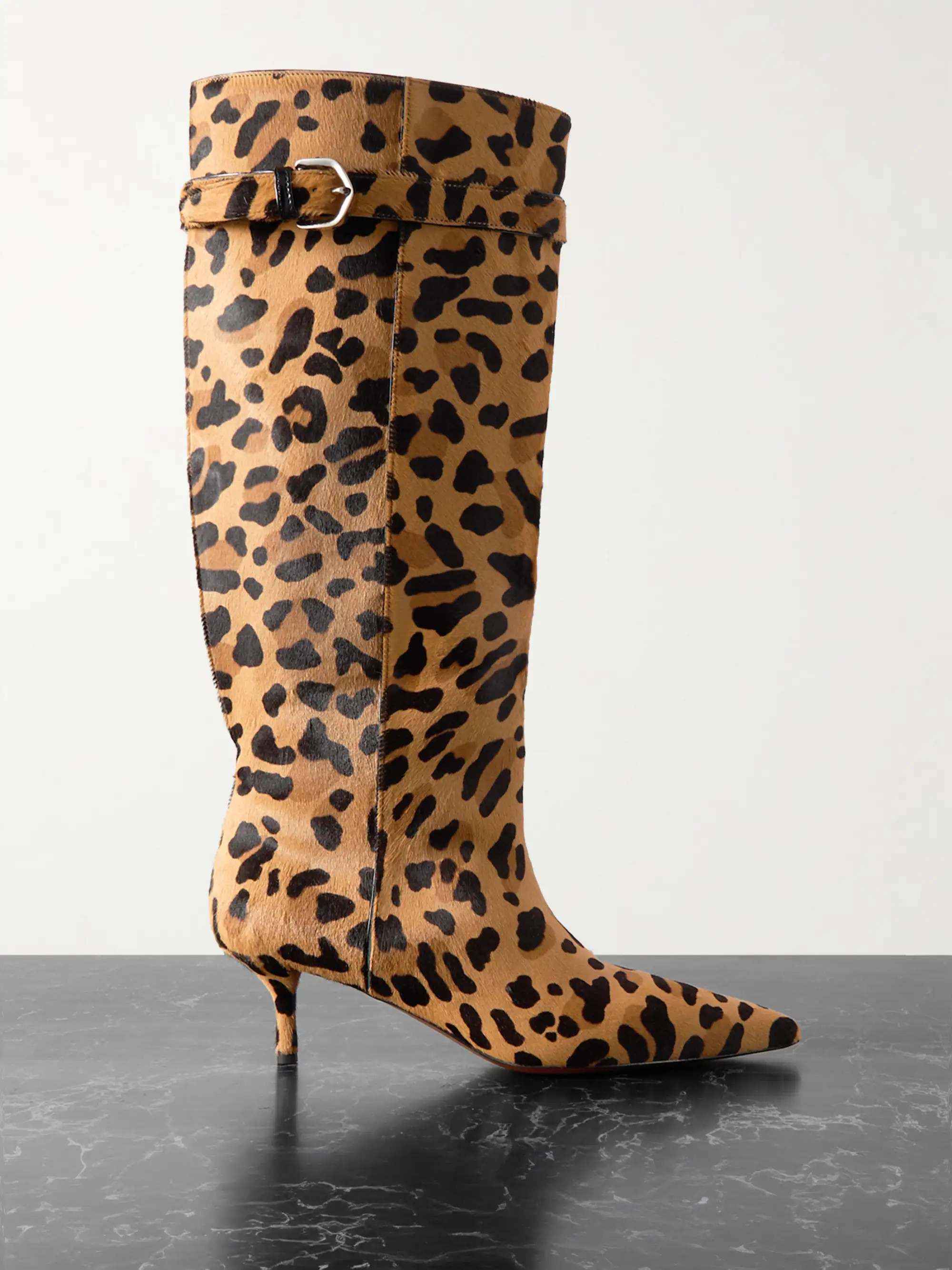 55 cutout leopard-print suede knee boots | NET-A-PORTER (US)