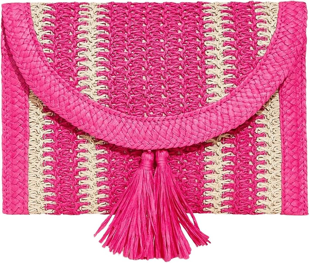 Verdusa Women's Straw Woven Clutch Handbags Envelope Clutch Purse Summer Bags | Amazon (US)