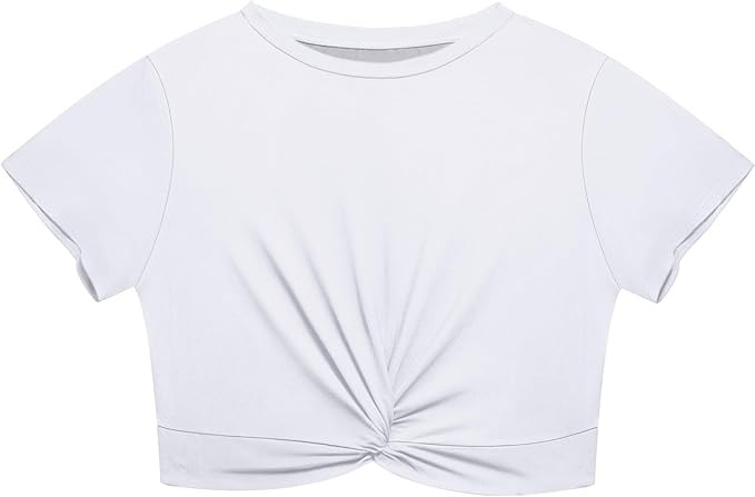 Lastshe Women's Plus Size Summer Crop Tops Short Sleeve Blouses Tie Twist Front Tee T-Shirt Outfi... | Amazon (US)