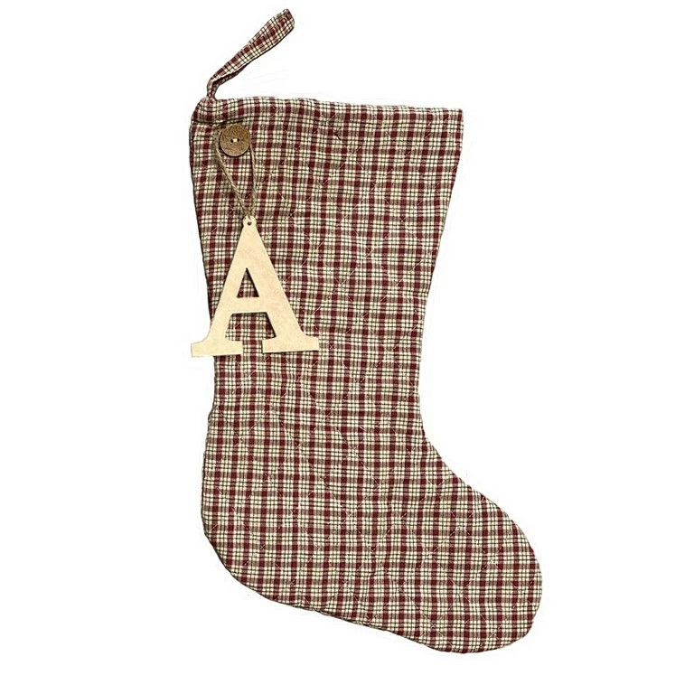 Vintage Christmas 6 Plaid Quilted Stocking with Personalized Letter by Marilee Home | Walmart (US)