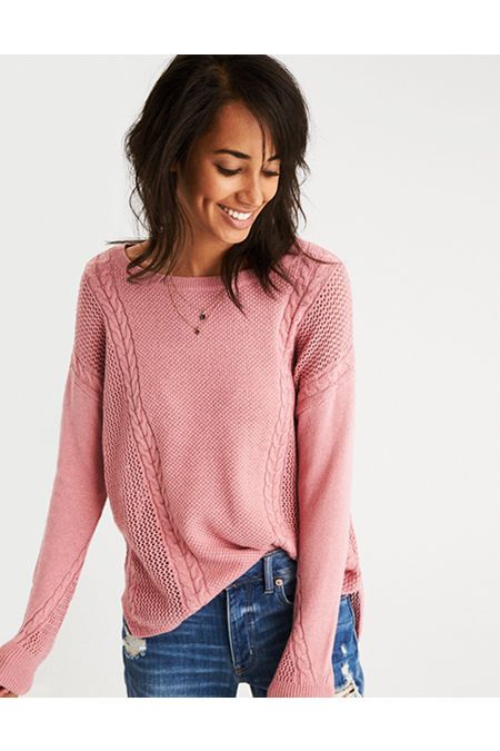 AE Mixed Stitch Cable Sweater | American Eagle Outfitters (US & CA)
