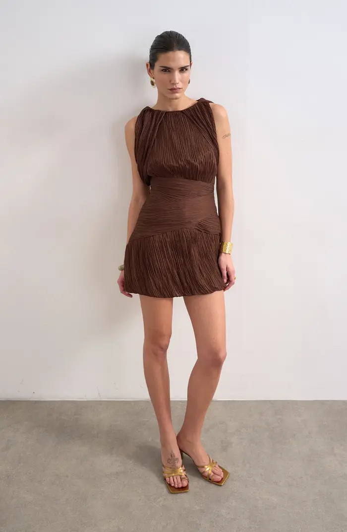 Drape Shoulders Pleated Minidress | Nordstrom