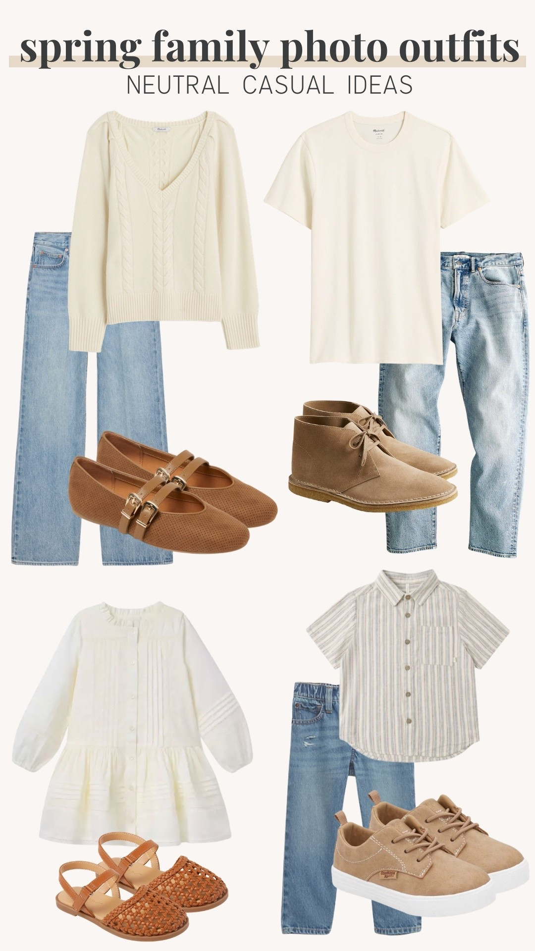 spring family photos outfits, neutral family photo outfits, casual family photo ideas, soft pastel wardrobe, coordinated family outfits, light and airy colors, beige and cream outfits, blush and sage tones, soft neutrals spring, relaxed family photo style, timeless photo outfits, layered casual looks, neutral tones wardrobe, soft muted colors, spring photo styling ideas, white and tan outfits, casual chic family photo, natural color palette outfits, simple spring family outfits, soft complementary colors, effortless family photo style, cozy spring layers, classic neutral outfits, soft earth tones spring

#LTKmomlife #LTKKids #LTKMens