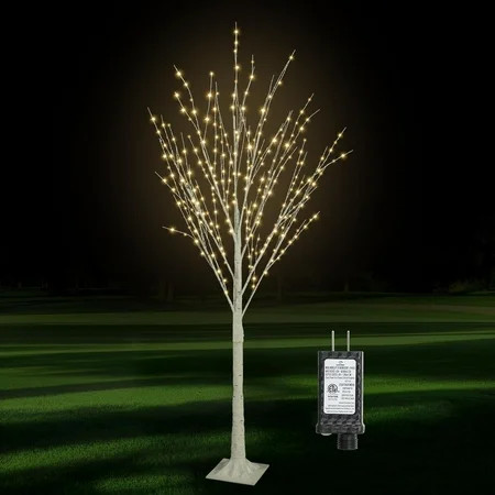 5FT 400 LED Lighted Birch Tree Including Twinkle Lights, LED Birch Tree with Timer, Lighted Tree for Outdoor Indoor Home Party Yard Easter Christmas Decoration (Warm White Light) | Walmart (US)