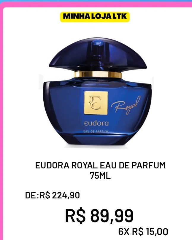 O Eau de Parfum que destaca a sua realeza todos os dias com a fragrância intensa e luxuosa de Eudora Royal.

#LTKbrasil #LTKfamilia #LTKbeleza