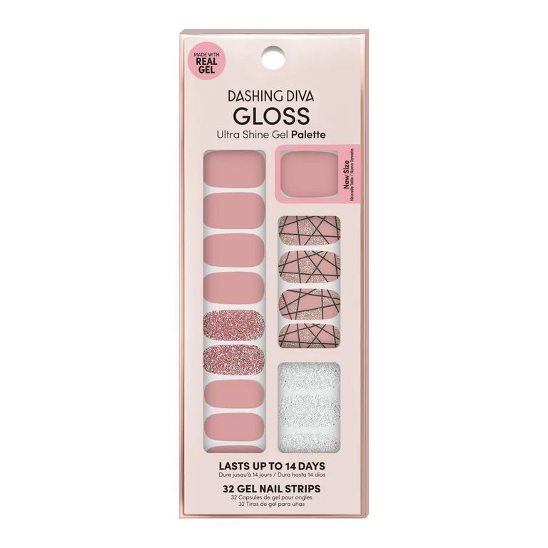 Dashing Diva Gloss Polish Strips, Rose Sparkle | Walmart (US)