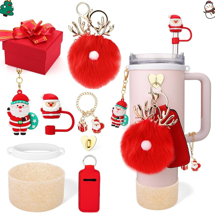 AIERSA Christmas Cup Accessories for Stanley, Includes Straw Topper, Lipstick Holder, Boot, Charm... | Amazon (US)