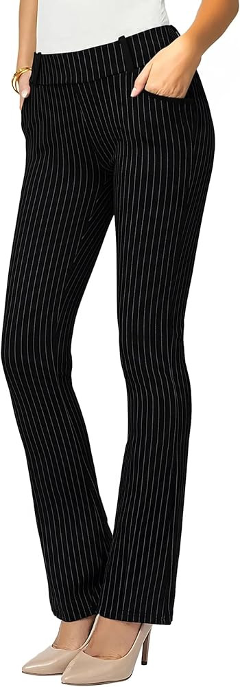 Stretch Slacks for Women - Wear to Work - Tummy Control Waistband - Bootcut Dress Pants with Pock... | Amazon (US)
