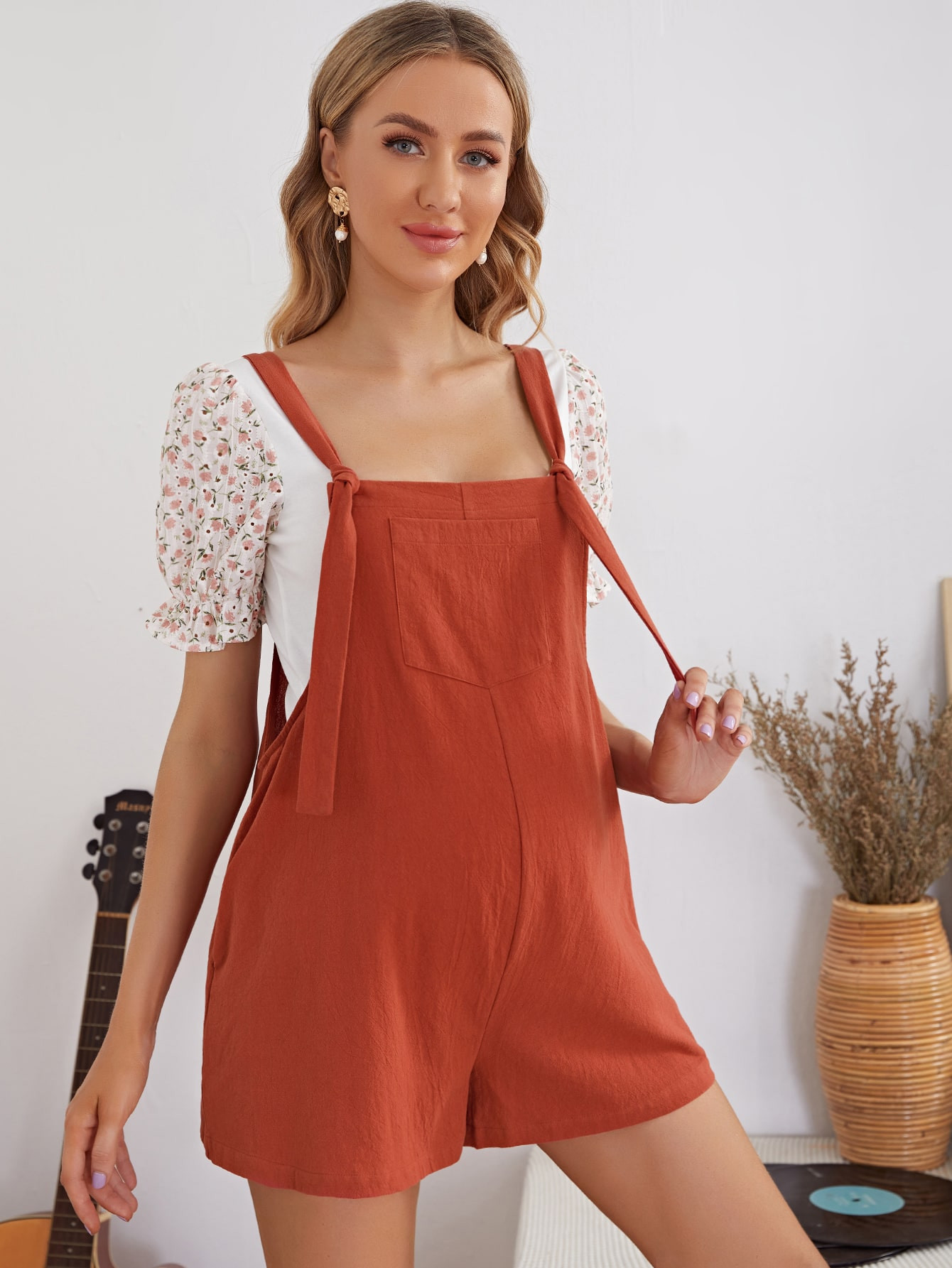 SHEIN Maternity Knot Detail Overalls Without Top | SHEIN