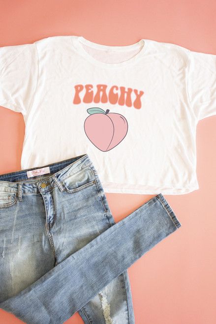 Peachy Cropped Graphic Tee | The Pink Lily Boutique