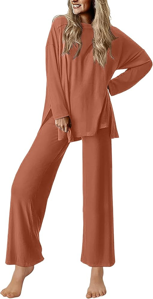 Ekouaer Lounge Sets for Women Long Sleeve Pajamas 2026 Loungewear Soft Comfy Pjs Two Piece Travel... | Amazon (US)