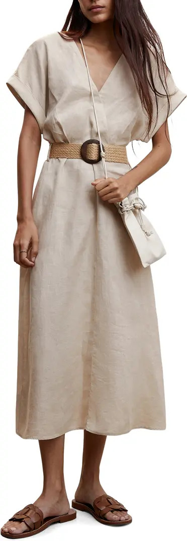 Belted Linen A-Line Dress | Nordstrom