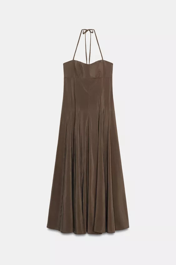 FLUID HALTER VOLUME MIDI DRESS | Zara US