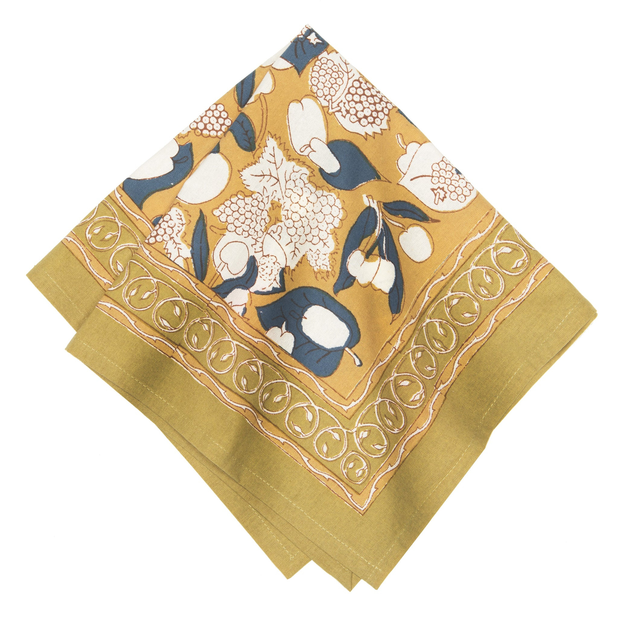 Forest Harvest Napkins Mustard & Blue, Set of 6 | Couleur Nature