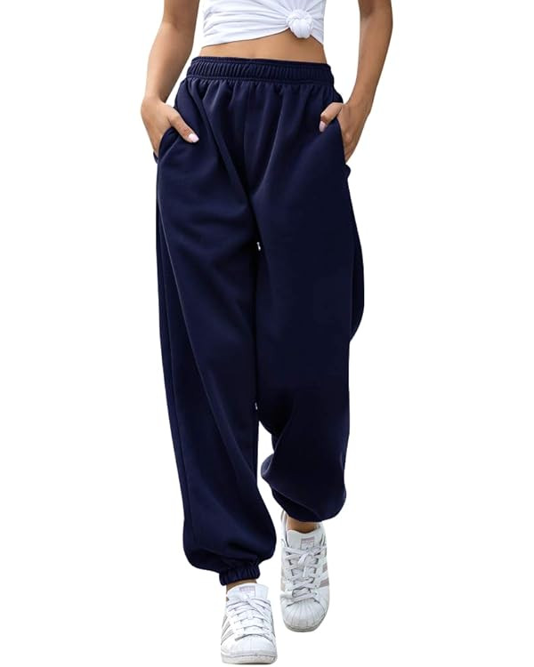 HeSaYep Women's High Waisted Sweatpants Workout Active Joggers Pants Baggy Lounge Bottoms | Amazon (US)