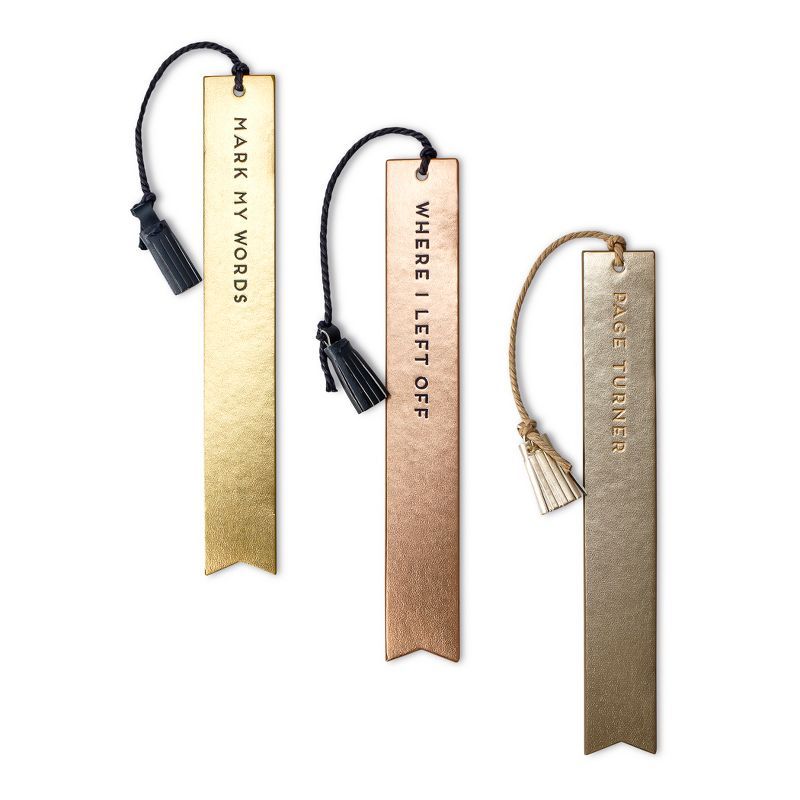Dabney Lee Bookmarks - Set of 3 Faux Leather Tassel Bookmarks with Sayings | Target