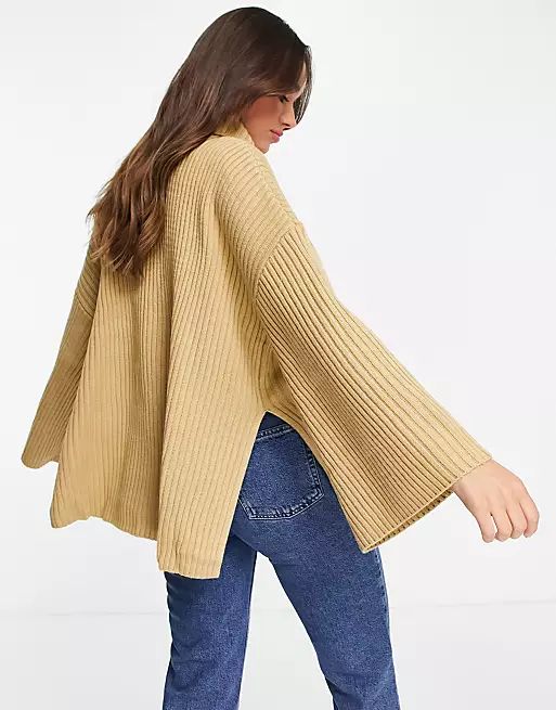 Pretty Lavish wide ribbed knit sweater in camel - part of a set | ASOS (Global)