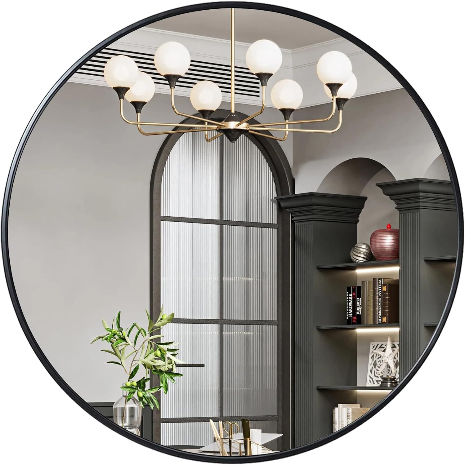 Round Mirror 48 inch, Bathroom Mirrors for Wall, Round Bathroom Mirror for Living Room, Bedroom, ... | Amazon (US)