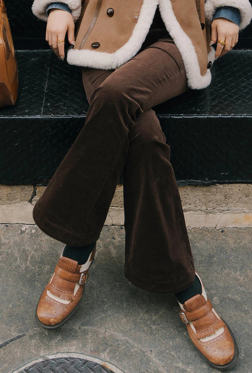 Cody Corduroy Flared Pants - Brown | Petite Studio NYC