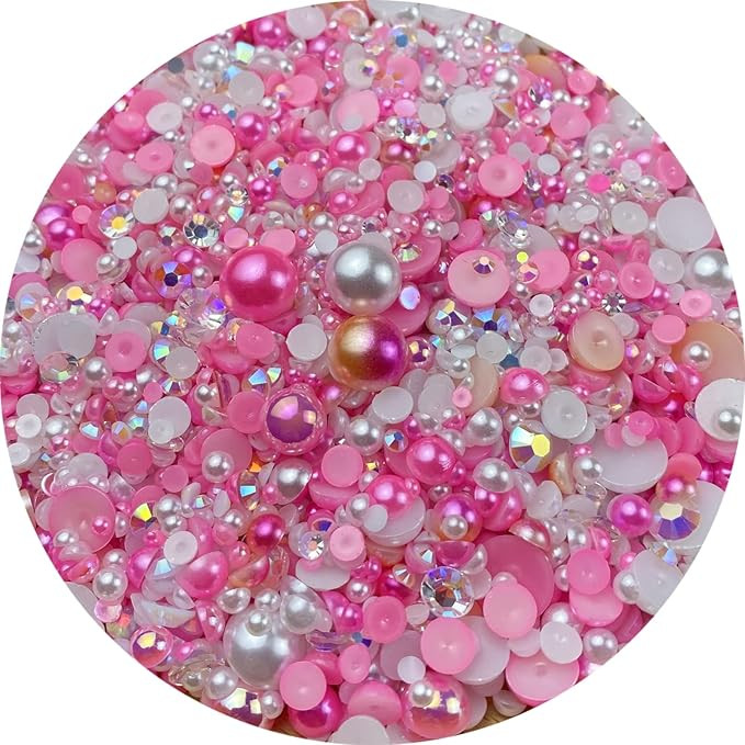 Mix Flatback Pearls and Rhinestone,60g Resin Rhinestones Half Round Pearls for Crafts 3mm-10mm AB... | Amazon (US)