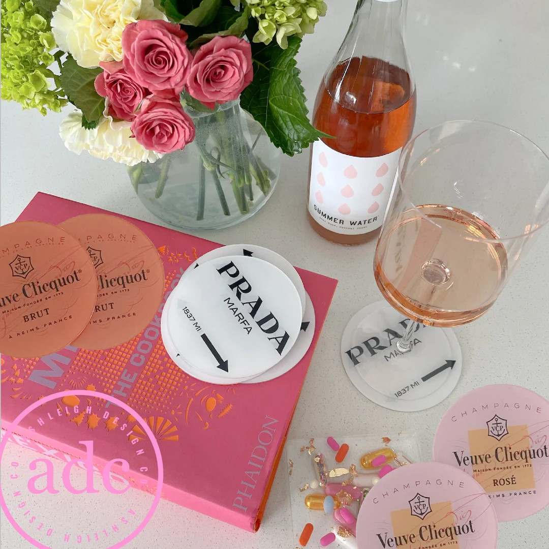 Designer Coasters || Bar Car Essentials || Bachelorette Party || Table Decor || Set of 2 Coasters | Etsy (US)