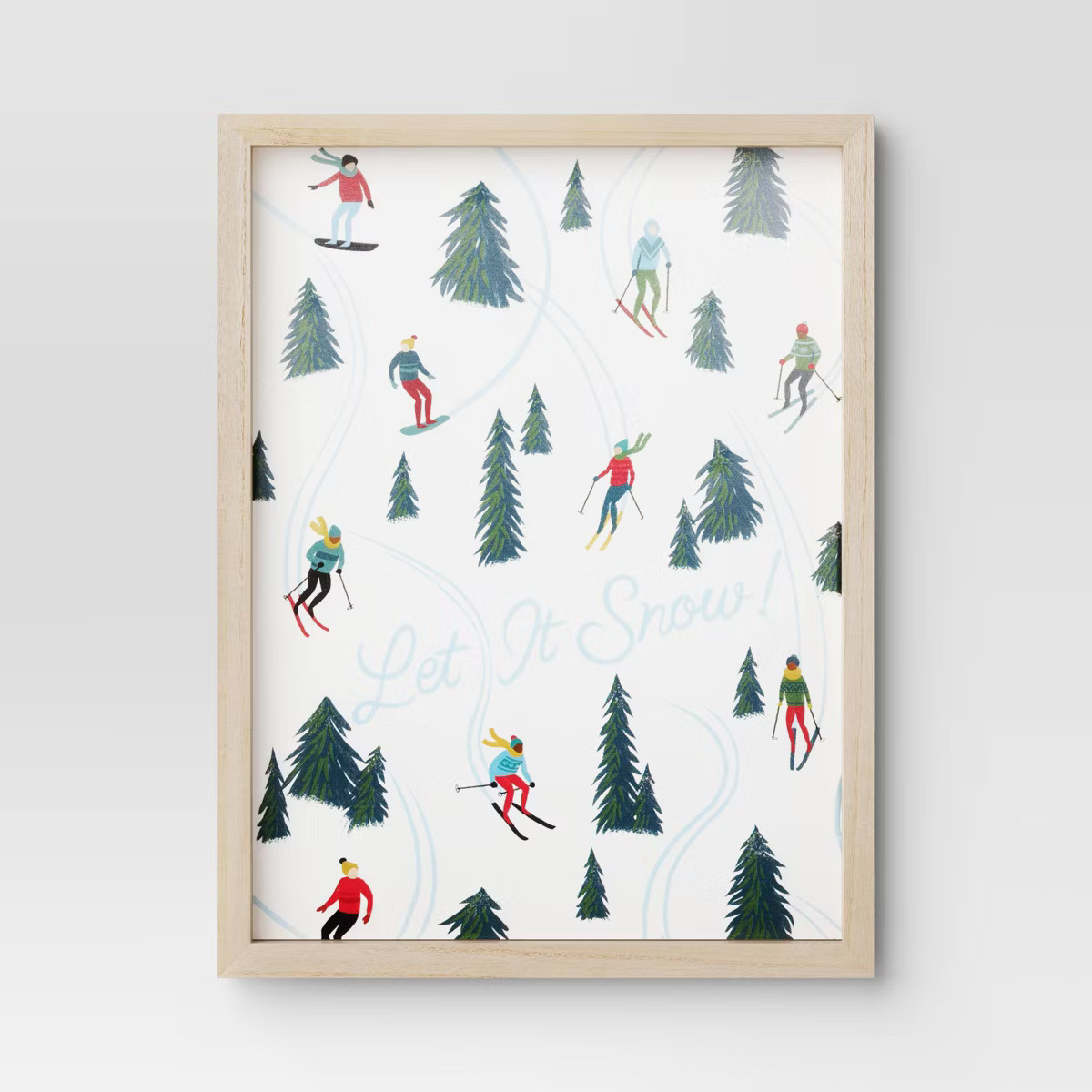 21"x16" Wood 'Let it Snow' Ski Slope Christmas Wall Art  - Wondershop™ | Target