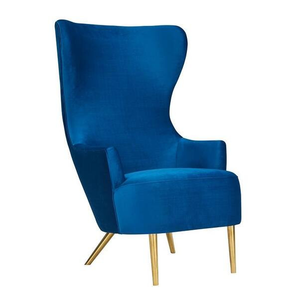 Inspire Me! Home Decor Julia Navy Wingback Velvet Chair | Bed Bath & Beyond