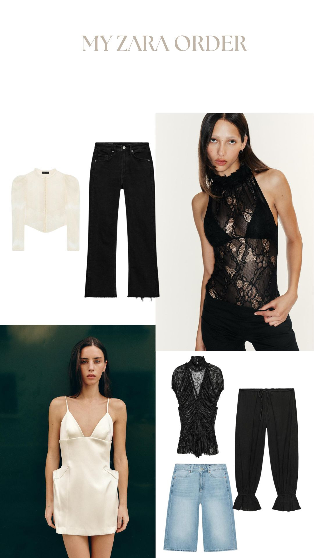 What's in my Zara Order this week! 

Monochrome Style, Soft Glam, Day To Night Dressing, Elevated Basics, Lace Top, Black Jeans, Late Summer Style, UK Summer, Date Night  

 #LTKuk #LTKsummer #LTKeurope