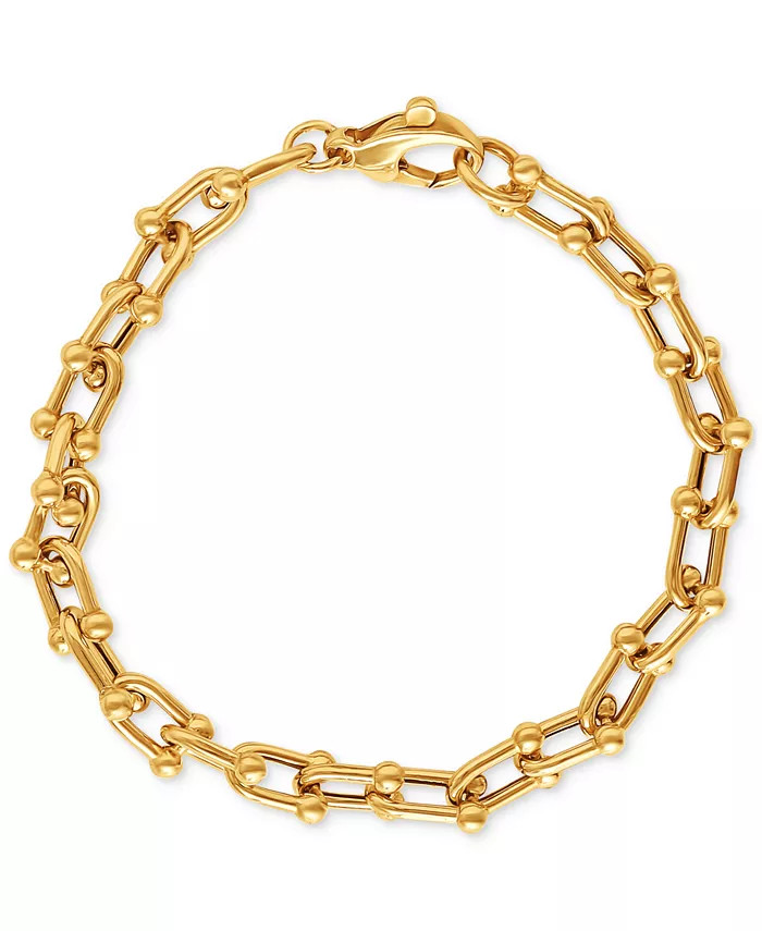Polished U Link Chain Bracelet in 18k Gold-Plated Sterling Silver | Macy's
