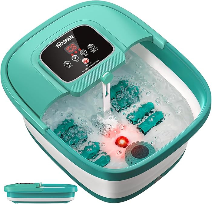 HOSPAN Collapsible Foot Spa with Heat, Bubble, Red Light, and Temperature Control, Foot Bath Mass... | Amazon (US)