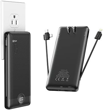 Portable Charger with Built-In Cables and AC Wall Plug,VRURC 10000mAh Phone Charger,5 Output & 2 Inp | Amazon (CA)