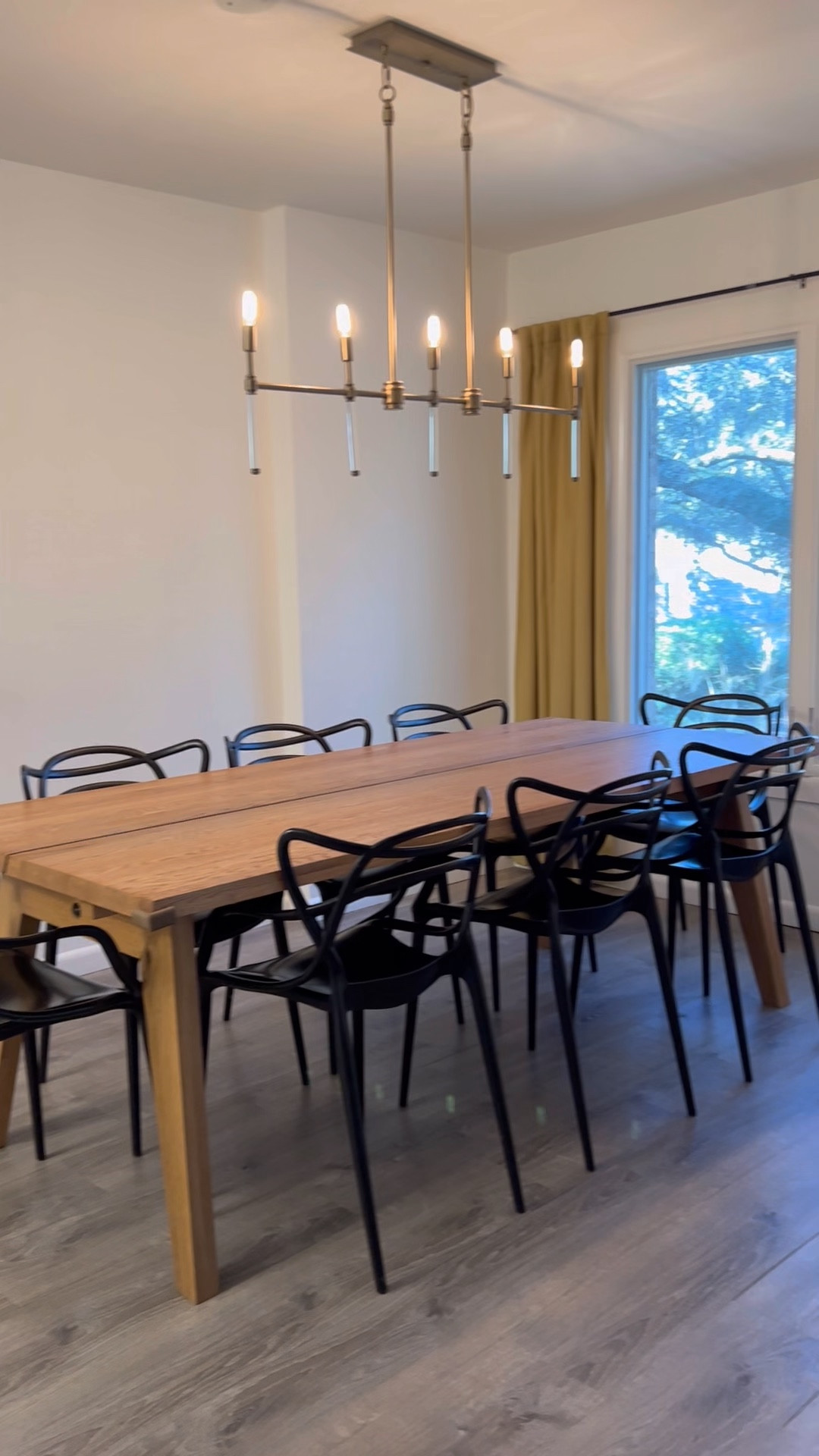 Modern dining chairs indoor/outdoor, stackable & linear chandelier 

#LTKhome #LTKFind #LTKsalealert