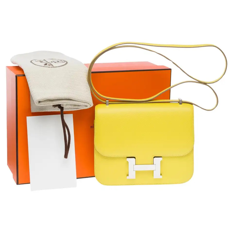 Amazing Hermes Constance Mini 18 shoulder bag in lime epsom leather, SHW | 1stDibs