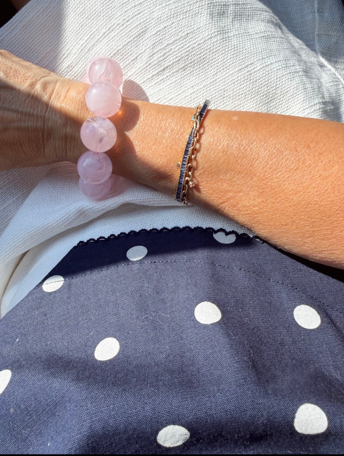 -AUrate code Tammy20. I have this sapphire bracelet in several colors! Beautiful quality 
-top sz XS
-Skirt sz S for length
