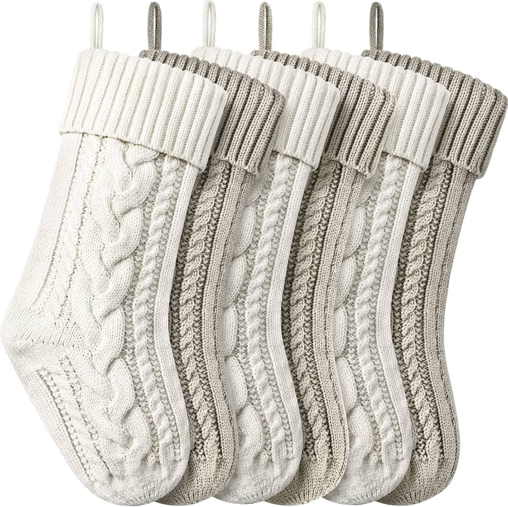 Christmas Stockings Knitted Xmas Stockings Double-Sided 18 Inches Fireplace Stockings for Family ... | Amazon (US)