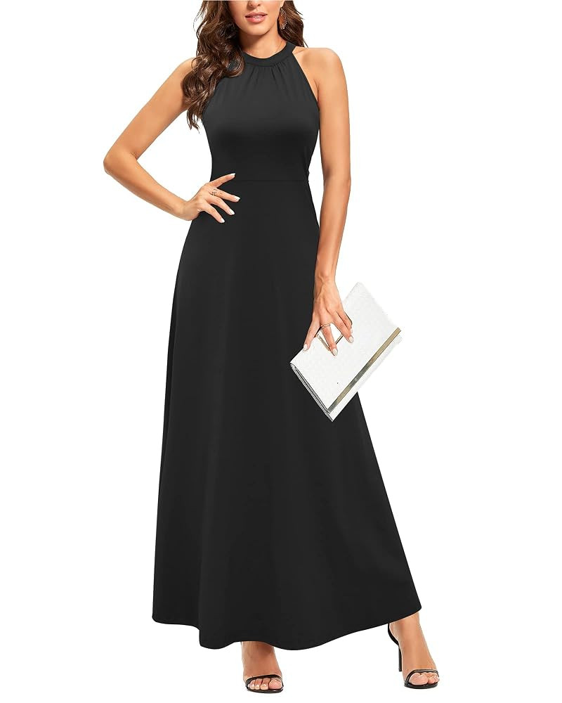 STYLEWORD Women's Summer 2025 Maxi Dress Floral Halter Neck Sexy Party Wedding Guest Long Formal ... | Amazon (US)
