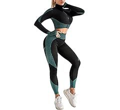 OLCHEE Women's 2 Piece Tracksuit Workout Set - High Waist Leggings and Crop Top | Amazon (US)