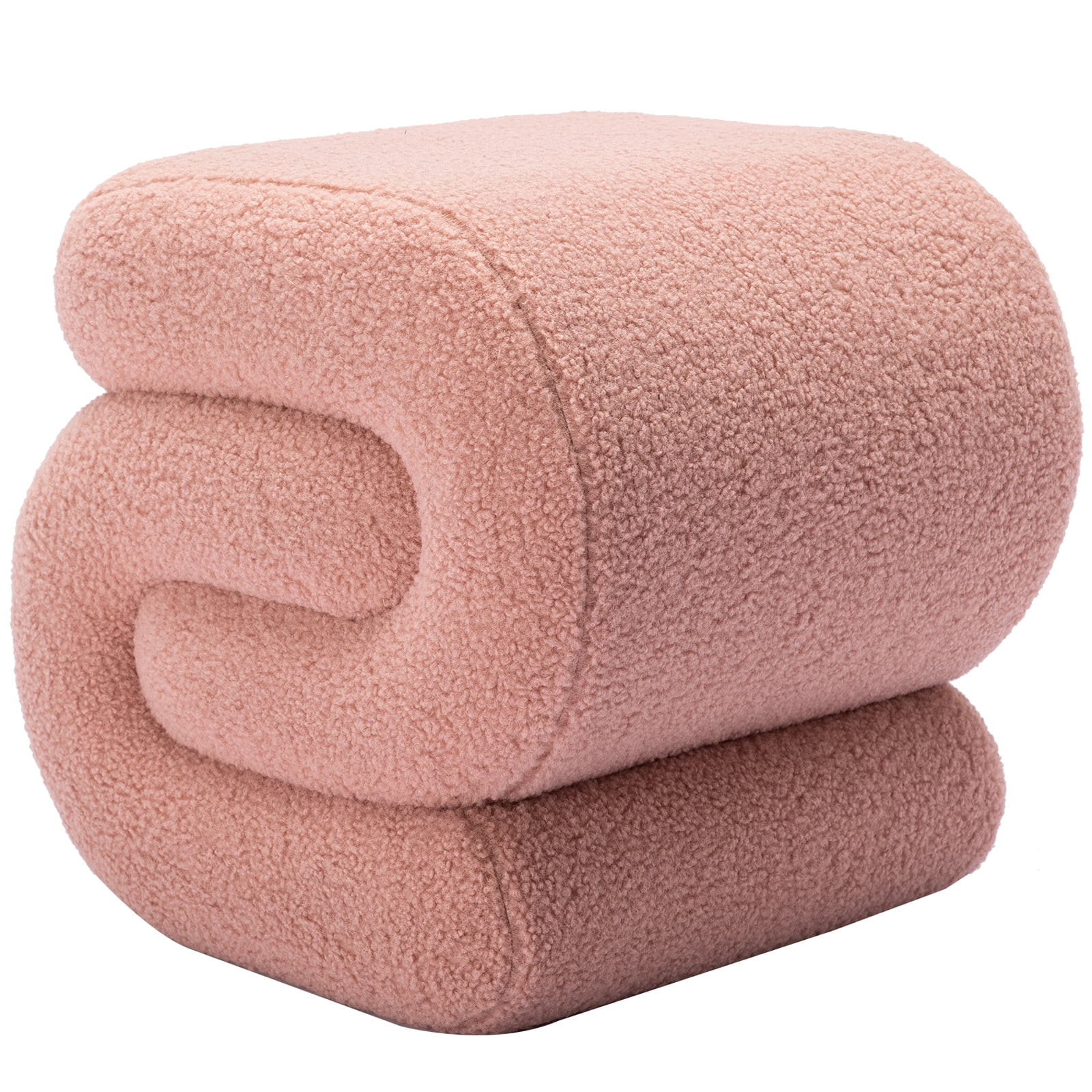 Sudwesto Modern Teddy Upholstered Ottoman, Exquisite Small End Table, Soft Foot Stool with S-Shap... | Walmart (US)