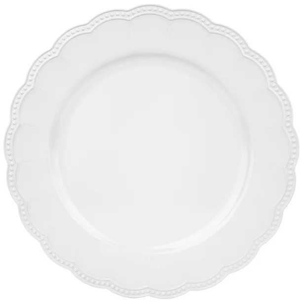 Koyal Wholesale 13" Matte White Beaded Scallop Charger Plates, Bulk Set of 4 Acrylic Plastic - Wa... | Walmart (US)