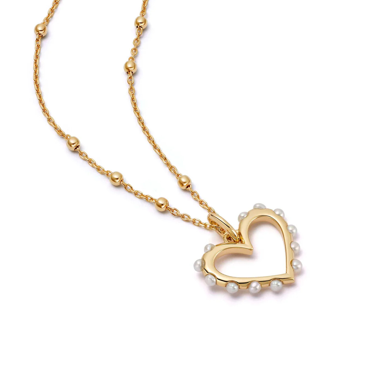 Heart Pearl Pendant Necklace 18ct Gold Plate | Daisy London Jewellery